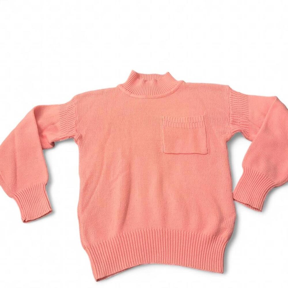 Vintage Mimi Pink Sweater Size Large Unique Pocket Detail Soft Girly Cozy